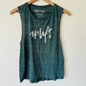 Uplift | green marled white tank top